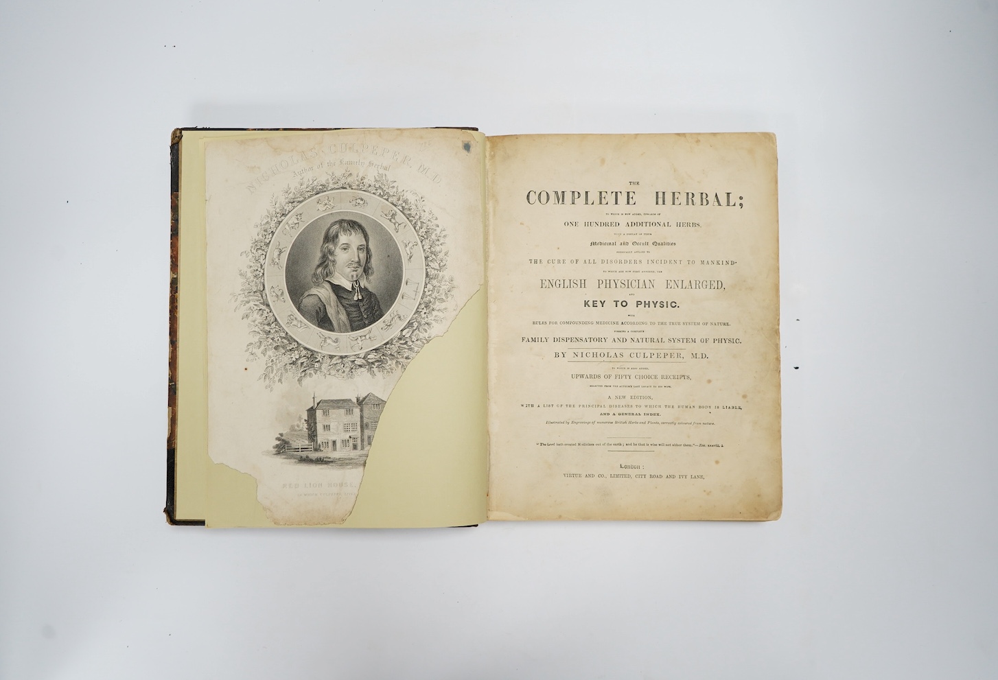 Kirby, W.F. - European Butterflies and Moths ... bound as 2 vols. 62 plates (61 coloured); contemp. half calf and cloth, 4to. 1882; sold with Culpeper, Nicholas - The Complete Herbal ... to which are now first annexed, t